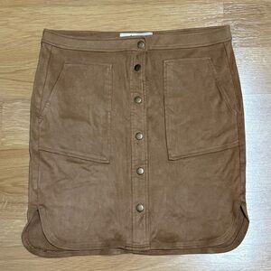 Jolt Tan Button-Front Mini Skirt